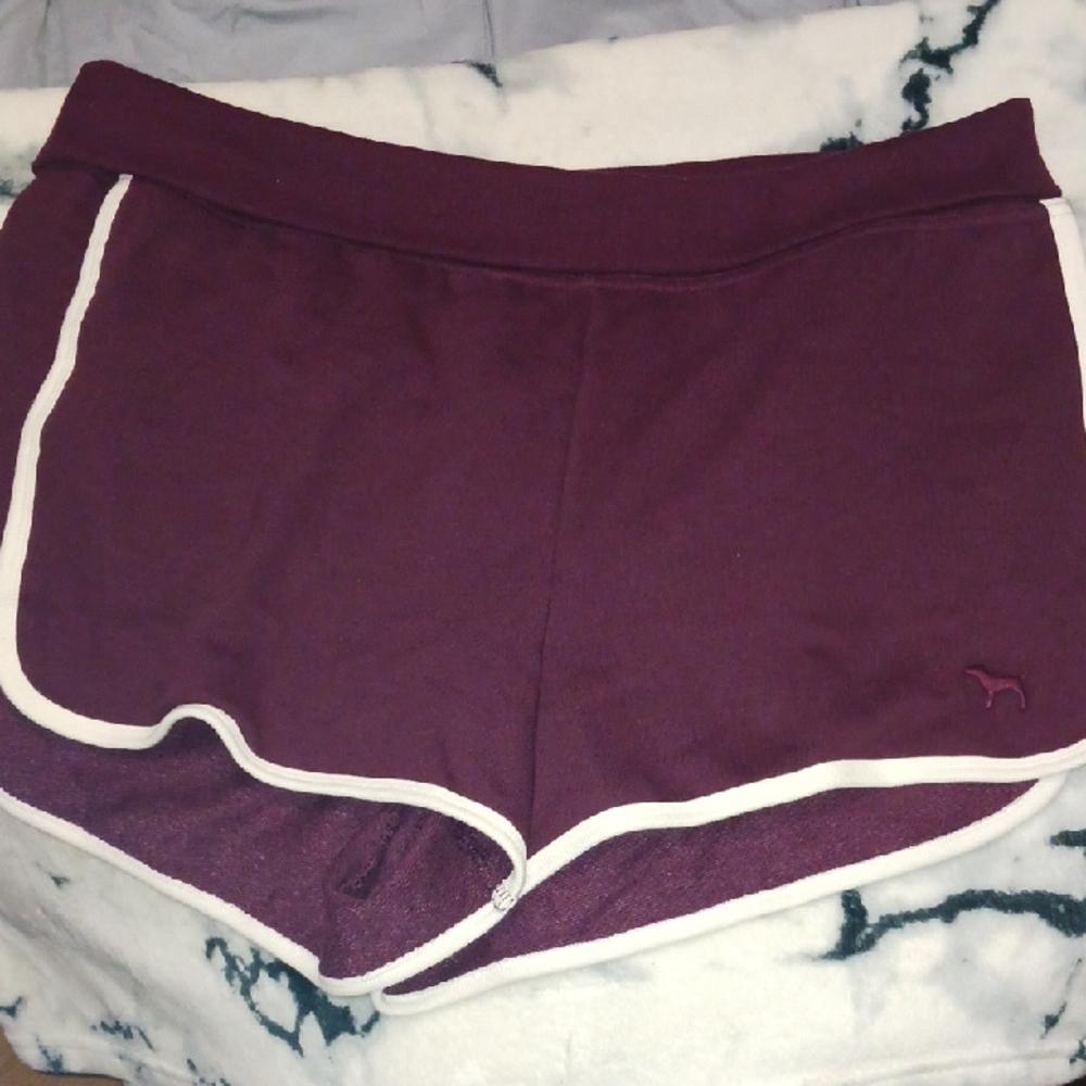 PINK Victoria's Secret Maroon Shorts with White Accents. SOLD OUT ONLINE